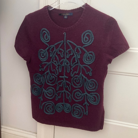 Brooks Brothers Sweaters - Brooks Brothers Burgundy and Teal Wool Crew Neck Sweater, Small, EUC.